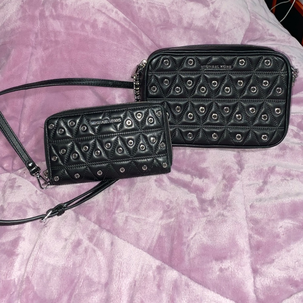 Black Michael Kors crossbody bag and wallet set